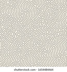 Vector seamless pattern. Abstract grunge texture with monochrome fluid stains. Creative background with  linear outline blots. Decorative hand made design.