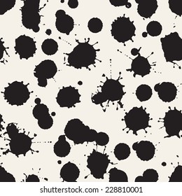 Vector seamless pattern. Abstract grunge texture with monochrome blots. Creative background with blots