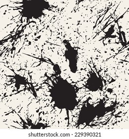 Vector seamless pattern. Abstract grunge texture with monochrome blots. Creative background with blots