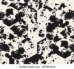 Vector seamless pattern. Abstract grunge background with black brush strokes. Monochrome hand drawn texture. Modern graphic design