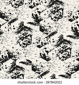 Vector seamless pattern. Abstract grunge background with black brush strokes. Monochrome hand drawn texture. Modern graphic design