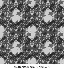 Vector seamless pattern. Abstract grunge texture with monochrome blots. Creative background with blots and shapes for design