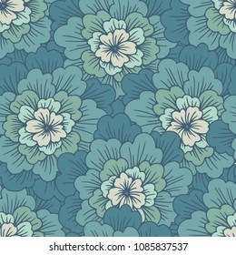 Vector seamless pattern with abstract hand drawn  blooming flowers