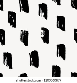 Vector seamless pattern. Abstract hand drawn grunge ink textures. Creative fashion freehand  background. Modern trendy design with brush strokes. 