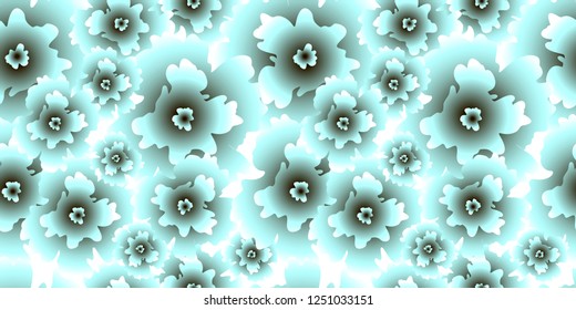 Vector seamless pattern abstract hand drawn gradient light blue flowers. Background for textile, wallpaper, wrapping, cover page, web site, card, carton, typographic print, banner, ceramic tile.