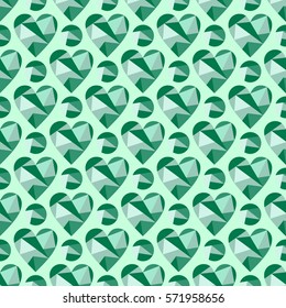 Vector seamless pattern with abstract hearts, background. Polygonal design. Geometric triangular origami style, graphic illustration. Series of Love Seamless Patterns. Print for wrapping, background