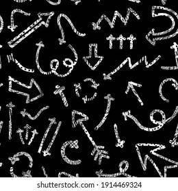 Vector seamless pattern with abstract illustrations of hand drawn arrows and direction pointers. Can be used for wallpaper, surface texture, textile print, wrapping paper, design presentation