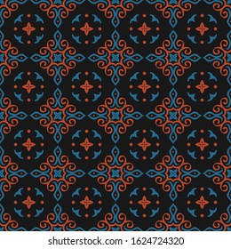 Vector seamless pattern with abstract lace ornament in ethnic style. Background with oriental motifs for design and print on paper, textile.