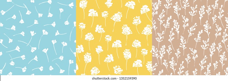 Vector seamless pattern of abstract leaves and twigs.
