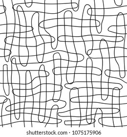 Vector seamless pattern abstract line doodle hand drawing style isolated on white background