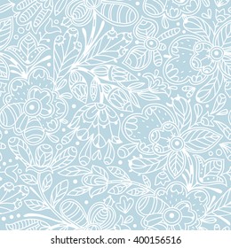  vector seamless pattern with abstract linear floral doodles