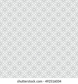 Vector seamless pattern. Abstract linear textured background. Modern geometric texture with intersecting hexagonal outline shapes. Regularly repeating geometrical thin line grid. Linear mosaic