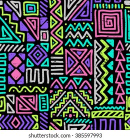 vector seamless pattern with abstract lines. geometric art print. fashion 80s-90s. memphis style design. ethnic hipster backdrop. Wallpaper, cloth design, fabric, paper, cover, textile. hand drawn.