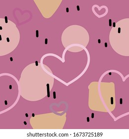 vector seamless pattern, abstract modern background with hearts in gentle colors
