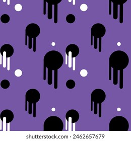 Vector seamless pattern of abstract modern design, abstract round shape with fat short lines on violet background.