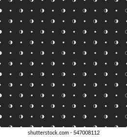 Vector seamless pattern. Abstract  monochrome trendy pattern for fabric, wallpapers, wrapping paper, cards and web backgrounds. Polka dots with half-filled circles. Modern stylish texture.
