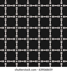 Vector seamless pattern, abstract monochrome texture with simple geometric shapes. Square grid, illustration of lathing, repeat tiles. Dark design element for decor, furniture, fabric, digital, web