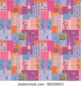 Vector seamless pattern. Abstract motley city.