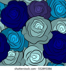 Vector seamless pattern with abstract multicolor roses. Decorative floral background with flowers of roses.