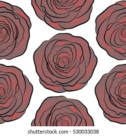 Vector seamless pattern with abstract neutral and pink roses. Decorative floral background with flowers of roses.