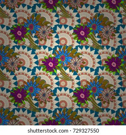 Vector seamless pattern with abstract neutral, blue and beige flowers. Background floral design for wedding, engagement, cosmetics, perfume, beauty products. Best for wrapping paper.