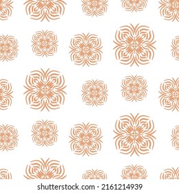 Vector seamless pattern with abstract orange floral shapes. Print for fabric, clothing, notebooks, wallpaper, scrapbooking, wrapping paper