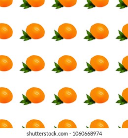 Vector seamless pattern. Abstract oranges with green leaves. Tropical fruits background, perfect for kitchen, food, drinks, juice, restaurant menu design and more