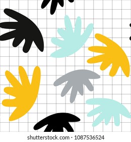  Vector seamless pattern with  abstract organic shapes in pastel colors and simple geometric background.