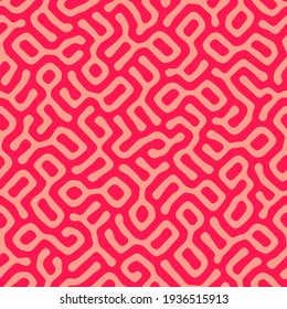 Vector seamless pattern. Abstract organic shapes texture. Pink tileable background with smooth natural maze. Trendy chaotic surface pattern design.