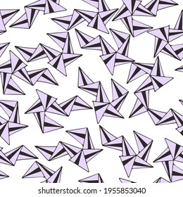 Vector seamless pattern with abstract origami hand drawn elements on white background for textile, tile, clothes, wallpaper, baby room, spring print.