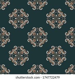 Vector seamless pattern with abstract ornament. Background in ethnic motifs. Universal textile design.