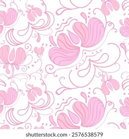 Vector seamless pattern with abstract ornament for Valentine’s Day. Love, emotions, happiness, joy, fun, feelings. For textiles, gift wrap, packaging, banner, greeting card, social media, invitation