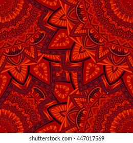 Vector seamless pattern with abstract ornament. Round mandala pattern for printing on fabric or paper. Ornamental doodle background.