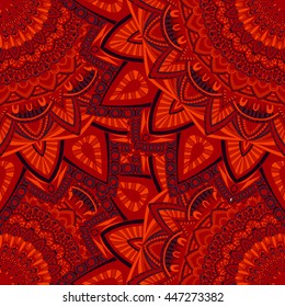 Vector seamless pattern with abstract ornament. Round mandala pattern for printing on fabric or paper. Ornamental doodle background.