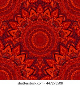 Vector seamless pattern with abstract ornament. Round mandala pattern for printing on fabric or paper. Ornamental doodle background.