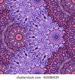 Vector seamless pattern with abstract ornament. Round mandala pattern for printing on fabric or paper. Ornamental doodle background.