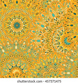 Vector seamless pattern with abstract ornament. Round mandala pattern for printing on fabric or paper. Ornamental doodle background.