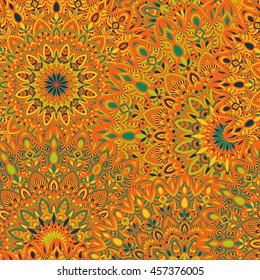 Vector seamless pattern with abstract ornament. Round mandala pattern for printing on fabric or paper. Ornamental doodle background.