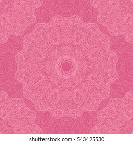 Vector seamless pattern with abstract ornament. Vector round mandala. Ornamental doodle background.
