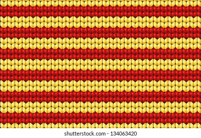 Vector seamless pattern. Abstract ornamental background in form of a knitted fabric with yellow and red stripes