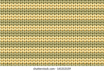 Vector seamless pattern. Abstract ornamental background in form of a knitted fabric with yellow and olive stripes