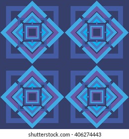 Vector seamless pattern. Abstract, patterned squares. Blue background