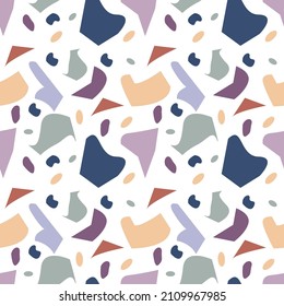 Vector seamless pattern with abstract pieces isolated on white background for fabrics, paper, textile, gift wrap, invitations, greeting cards, business card