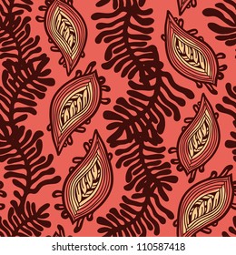 vector seamless pattern with abstract plants