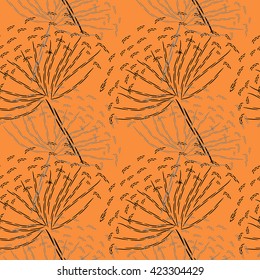 Vector seamless pattern. Abstract plants, dill (9)