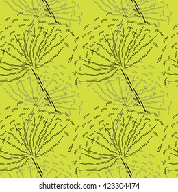 Vector seamless pattern. Abstract plants, dill (7)