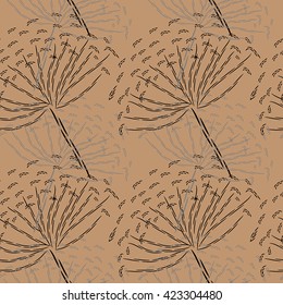 Vector seamless pattern. Abstract plants, dill (2)