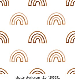 Vector seamless pattern with abstract rainbows. Boho rainbows with lines. Cute background.