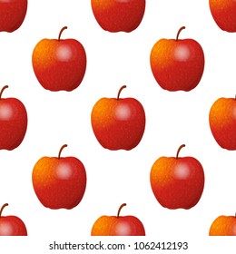 Vector seamless pattern. Abstract red apples. Fresh fruits background, perfect for kitchen, food, drinks, juice, restaurant menu design and more