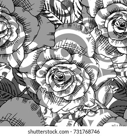 Vector seamless pattern with abstract roses
